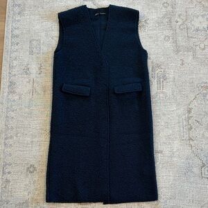 Zara Boucle Navy Vest